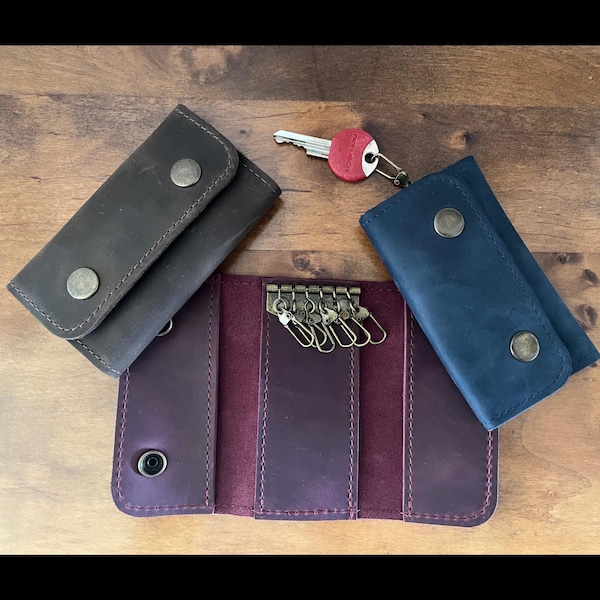 Personalized Leather Key Case, Leather Key Holder, Key Pouch Wallet ...