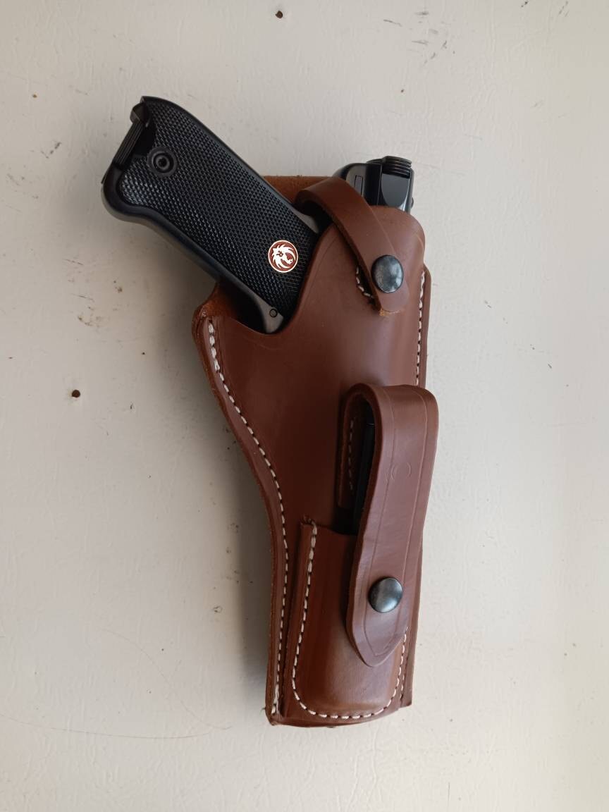 Ruger Mark I II III IV Tanned Leather Holster w Magazine Pouch Mk & Standard 4.75, 5.5, 6, 6.88 Barrels