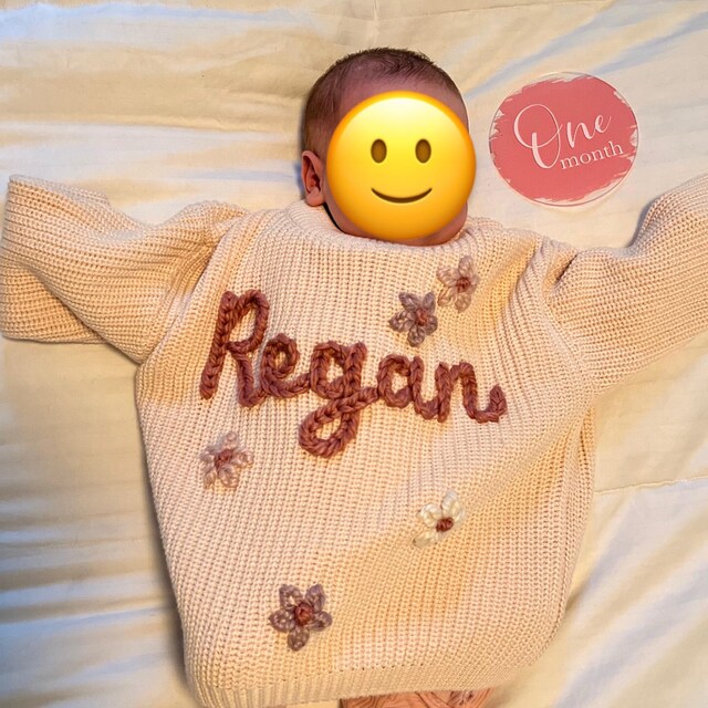 Personalized Hand Embroidered Custom Name Knit Oversized