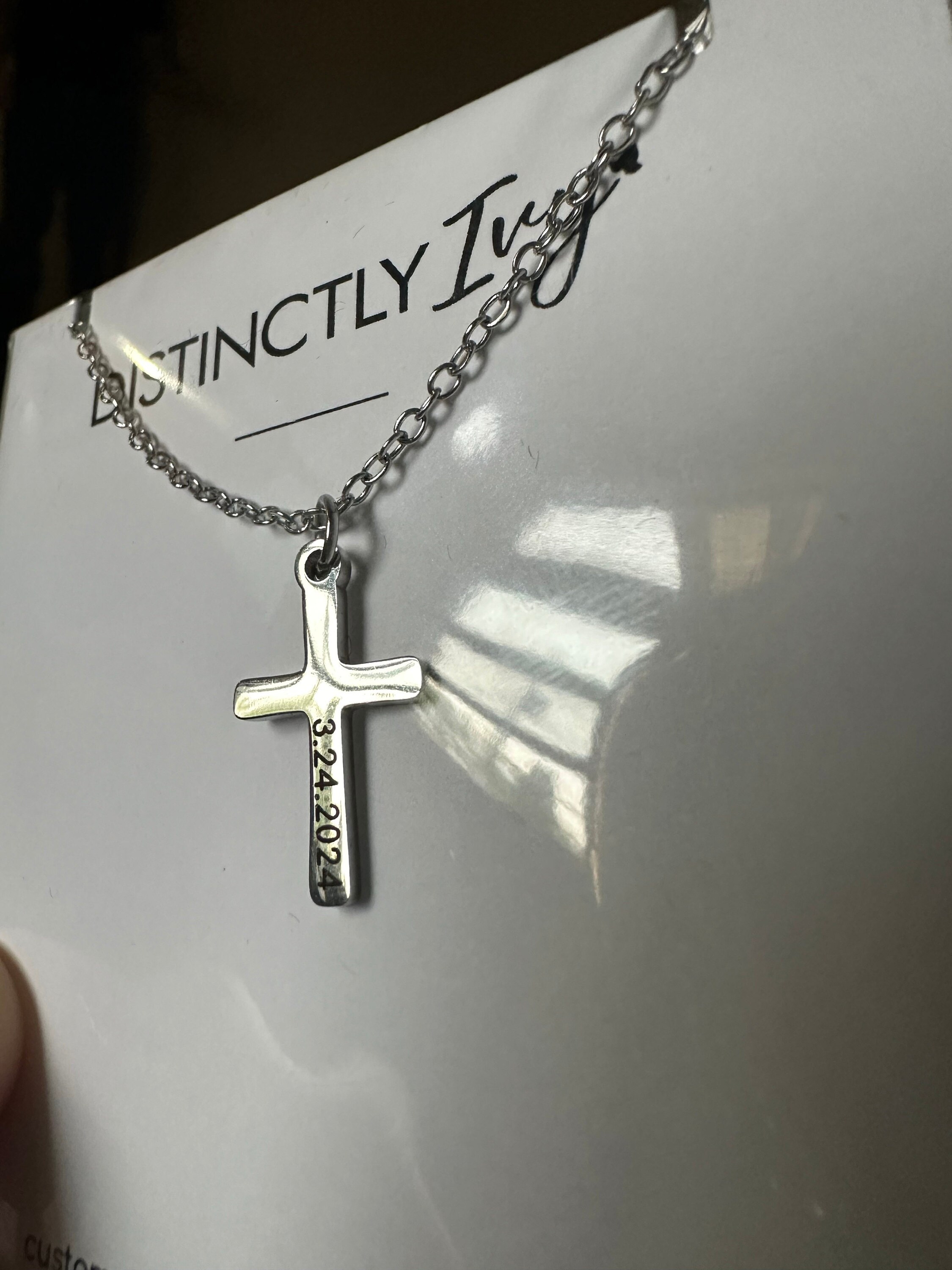 Baptism Gift • Custom Cross Necklace • Christian Jewelry • First Communion Necklace • Girls Baptism Necklace • Personalized Date Gold