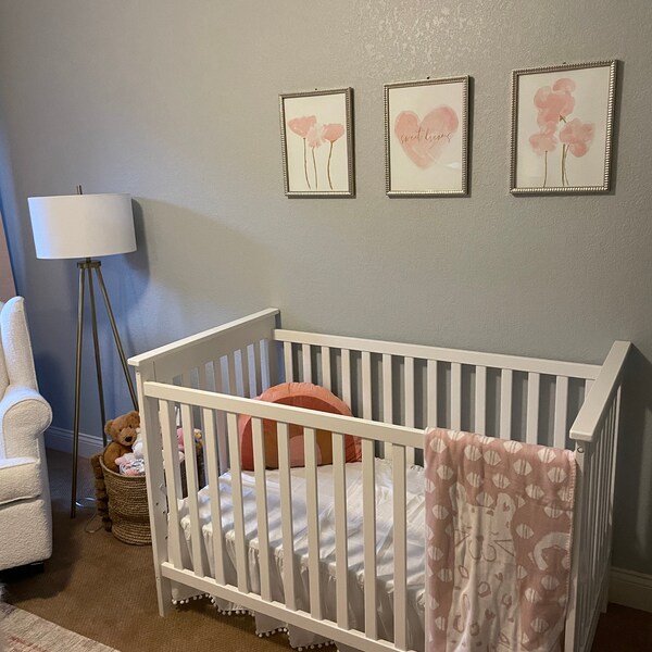 Sweet Dreams Nursery Prints, Blush and Gold Baby Nursery, Blush and ...