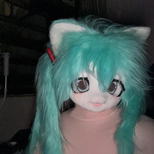 初音ミクの猫のキグヘッド、既成の着ぐるみマスク、ケモノマスク