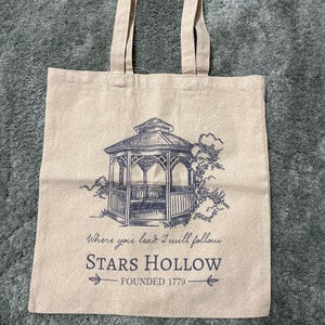 Stars Hollow Where You Lead, I Will Follow Canvas Tote Bag | Stars Hollow Book Bag | Gazebo Bag | Stars Hollow Tote | Autumn Festival