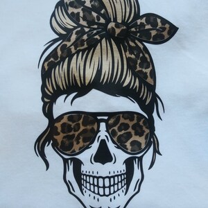 Download Leopard Mom Skull svg Messy bun skull svg Mom life SVG | Etsy