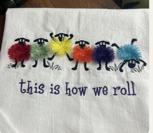 Customer project using Fringed Funny Sheep Lamb 6 embroidery design