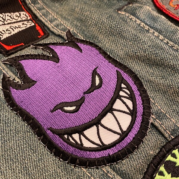 Vintage 90s Spitfire Bighead Embroidered Patch - Purple Skateboarding ...