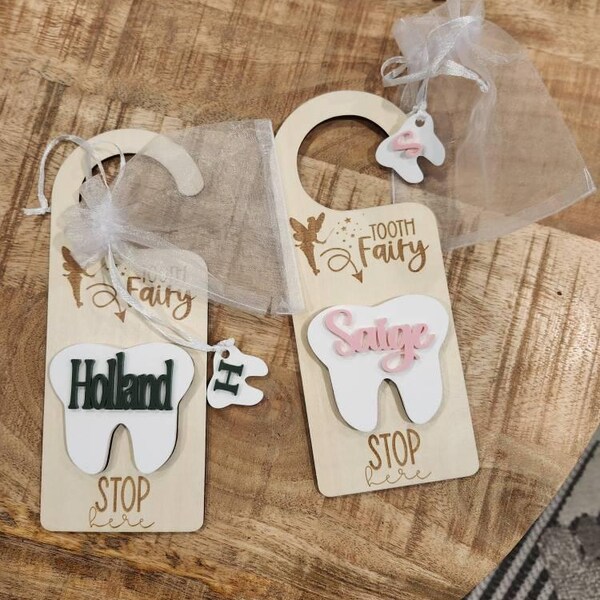 Tooth Fairy Personalized Door Hanger Set | Tooth Fairy Money Holder ...