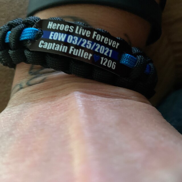 Heroes Live Forever Thin Blue Line Police Bracelet Custom Made