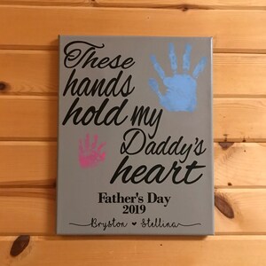 Personalized Hand Print Canvas Handprint Gift for Him Dad Birthday Gift ...
