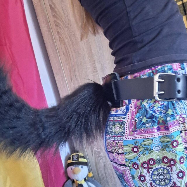 Customizable Fur Show Tail - Dog Tail Belt Harness, Non-plug