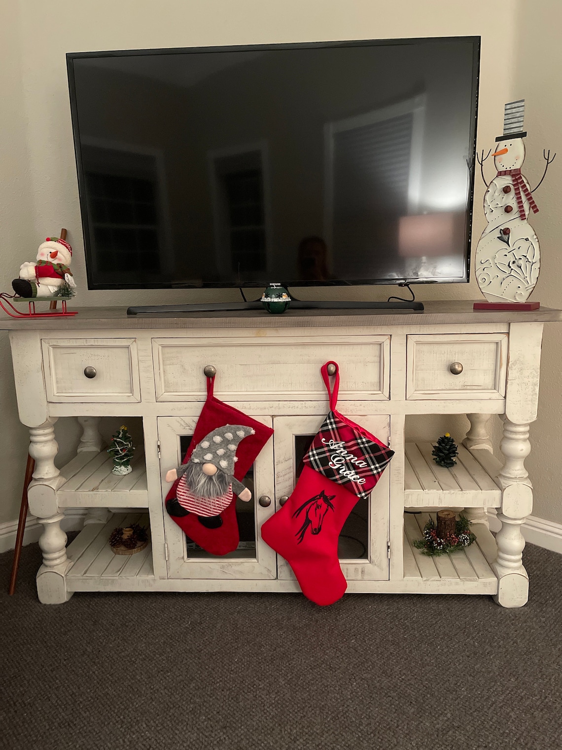 Customer photo of a pet with the Horse Christmas Stocking. Stocking Size
