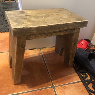 Wooden Stool Rustic Farmhouse Style Stools Handmade From Chunky ...