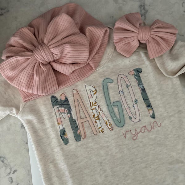 Petit Bebe Baby Girls Pink Bow Print Knit Smocked Bows Romper main image 1