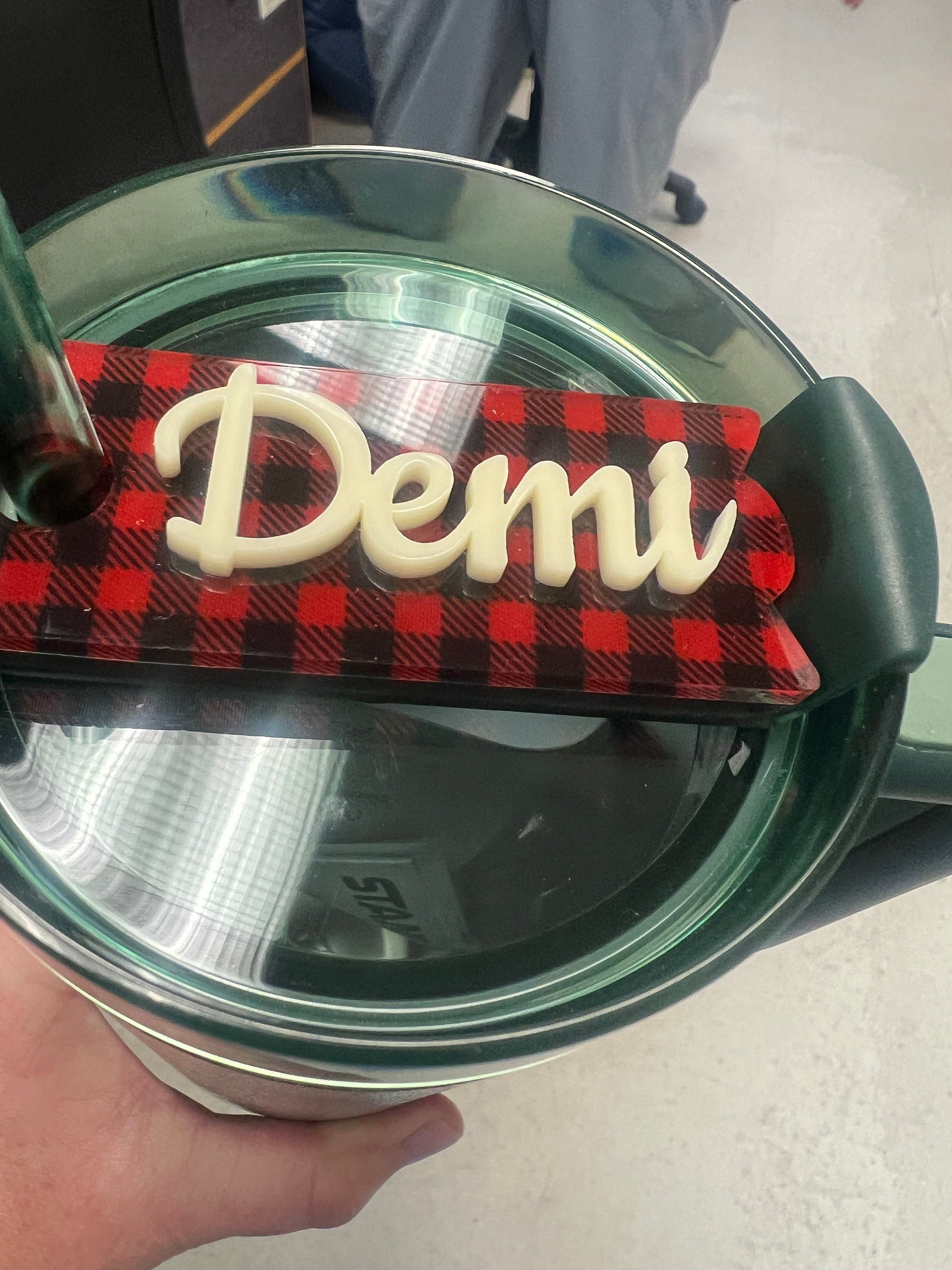 Christmas & Winter Holiday Tumbler Name Plate for Stanley Quencher, Personalized Nameplate, Glitter Name Plate Custom, Cup Topper Santa