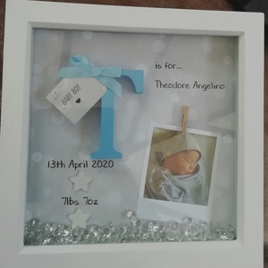 Personalised New Baby Word Print Frame Baby Boy Girl Time Date Weight Gift 