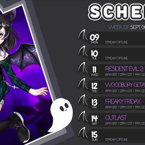 Stream Schedule Template for Twitch & Youtube Streaming / Spooky Night ...