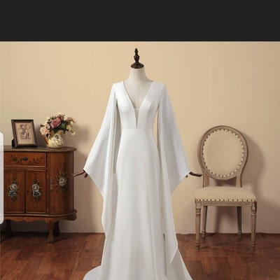 Elegant Fit and Flare Prom Dress Deep V-neck Wedding Dress - Etsy