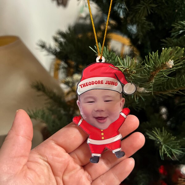 Custom Baby Photo Ornament, Babys First Christmas Ornament 2024, Custom Baby Face Ornament, New