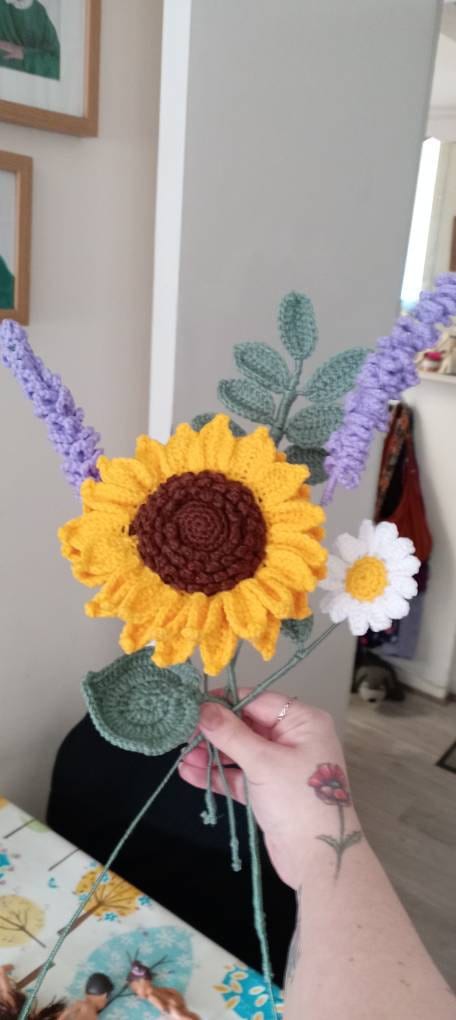 Sunflower Crochet Pattern, Crochet Flower Bouquet Pattern, Crochet Flower Pattern, Wedding Flower