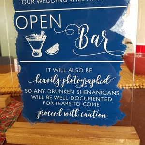 Open Bar Sign Open Bar Sign for Wedding Wedding Open Bar Sign Acrylic ...