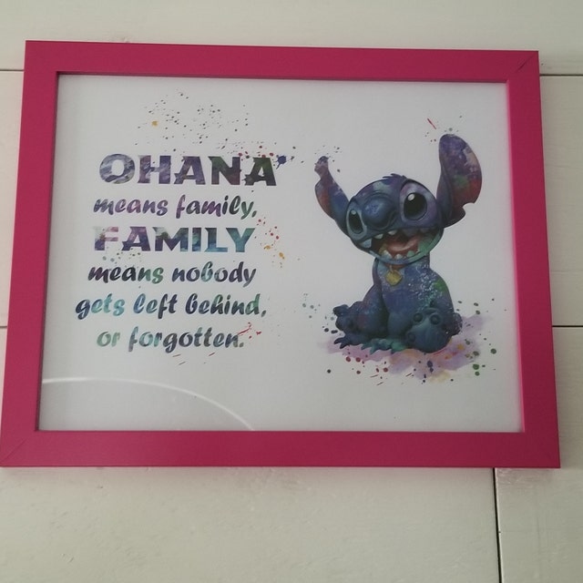 Stitch Ohana Means Family Quote Watercolor Art Print Lilo -  Portugal