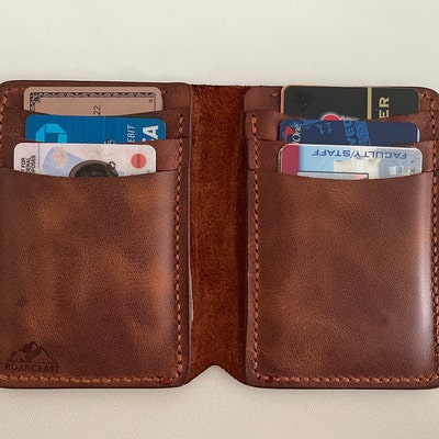 Personalized Leather Vertical Wallet Gift / Brown Leather Card Holder ...