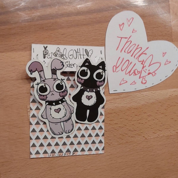 Pastel Goth Stickers Cute Kawaii Bunnies / Cats / Stars Stickers in the ...