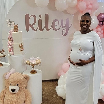 Classy Maternity Gown W Cape / Baby Shower Dress/ Maternity Photos