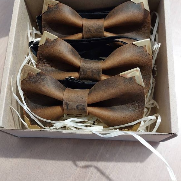 mens leather bow tie