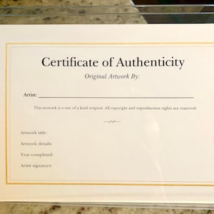 Source Matte simple authenticity certificate card on m.
