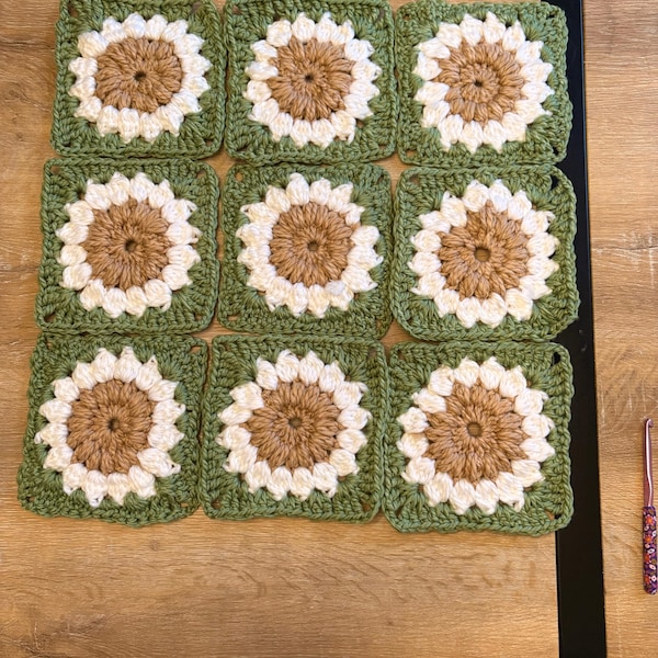 Crochet Sunflower Granny Square Pattern: Easy Boho Tutorial (PDF ...