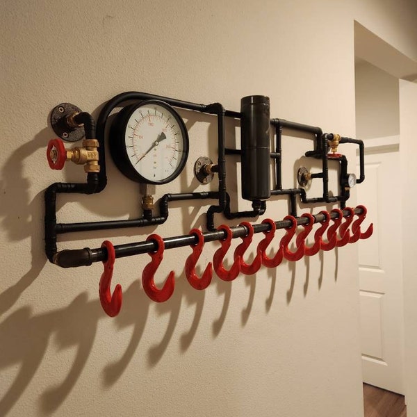 Steam Punk Rear Back Rack Steampunk Coat Rack - Retro Industrial Wall Art - Etsy