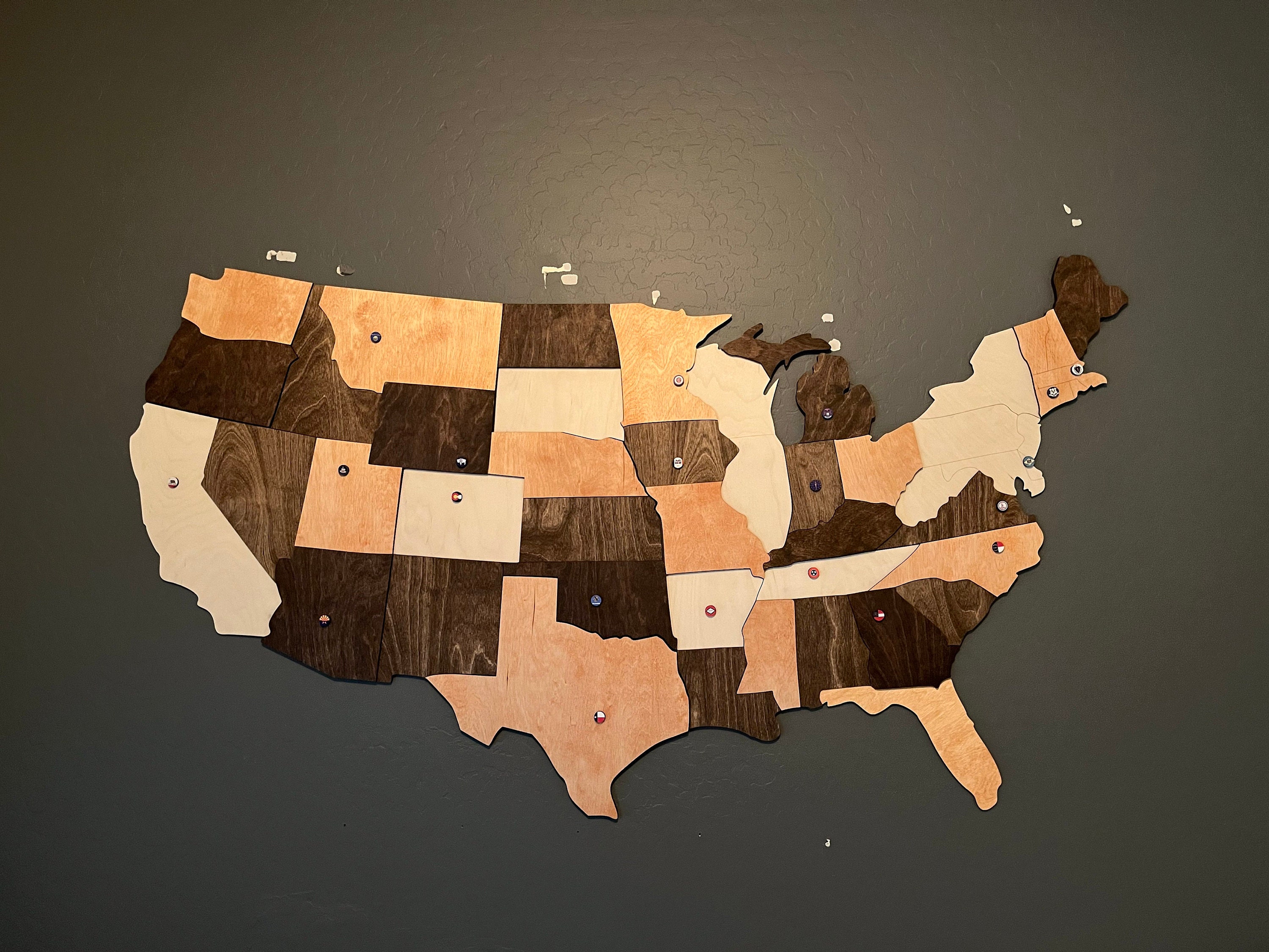 USA States Flags Push Pins