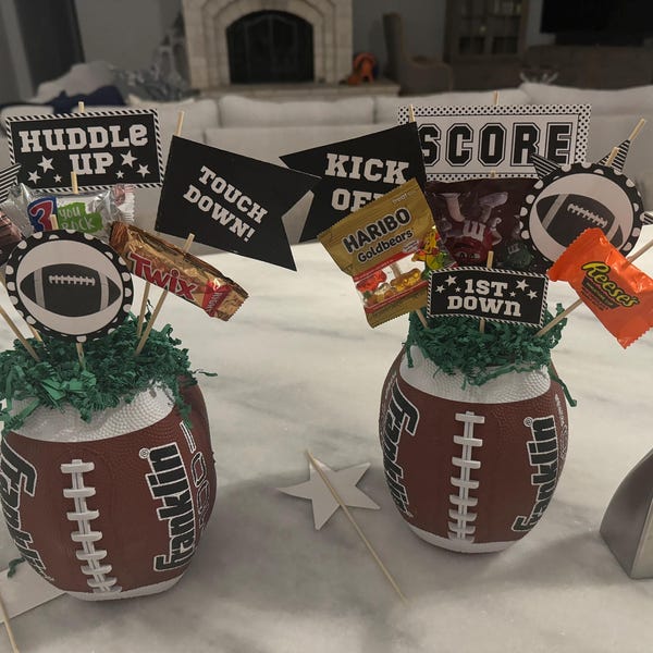 DIY Football Pennant Printables, Black and White, Football Centerpiece ...