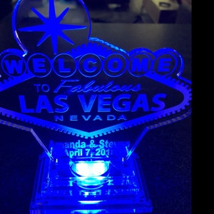 30 Pc Personalized Las Vegas Sign LED Acrylic Wedding Cake Topper