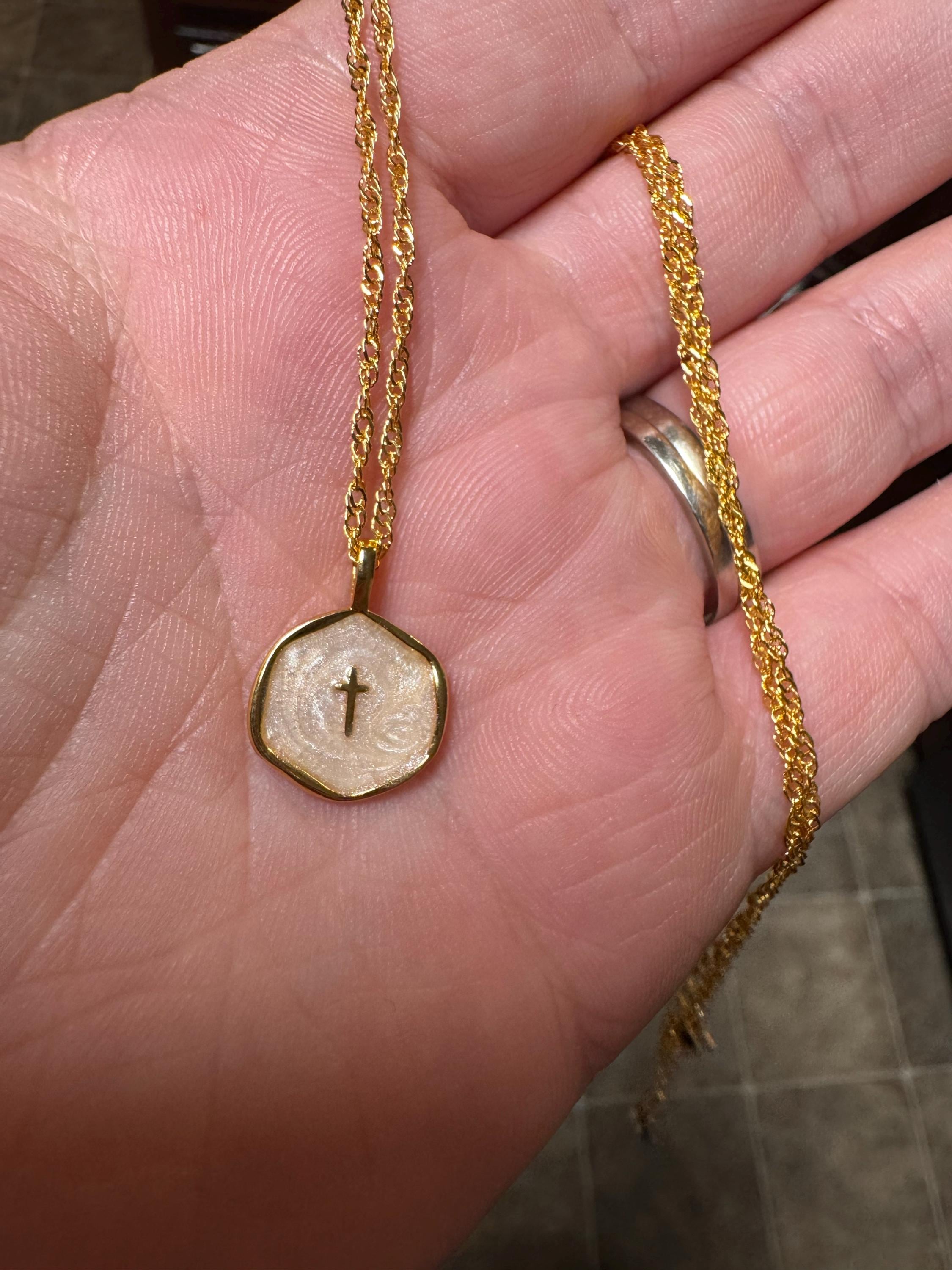 Gold Enamel Mini Cross Necklace, Tiny Cross Necklace, Religious Necklace, Enamel Necklace, Christian Gift for her, Christmas Gift