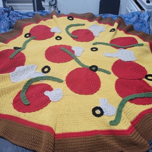 PDF PATTERN Pizza Blanket Crochet With Toppings Olives Pineapple ...