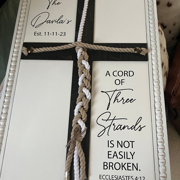 A Cord of Three Strands, Unity Wedding Sign, Rope Cross Unity Sign ...