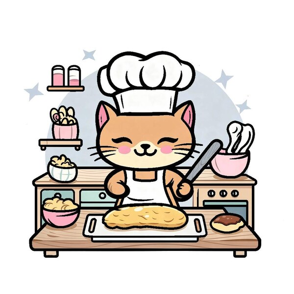 Cat Making Biscuits PNG Funny Cute Cat Clipart Cats & Baking Design ...
