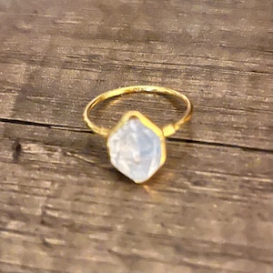 Customer photo from Regina, Large Raw Herkimer Diamond Ring in Yellow Gold