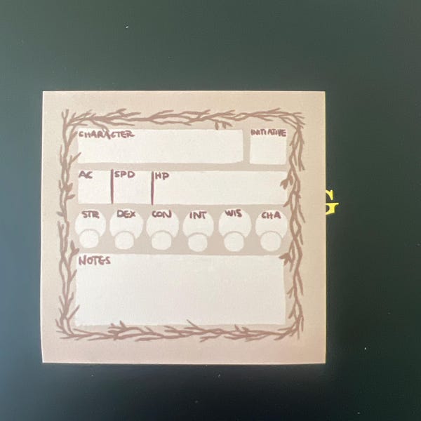 Stat Block Sticky Note for Dnd, Pathfinder, Ttrpg Stationery, Dnd ...