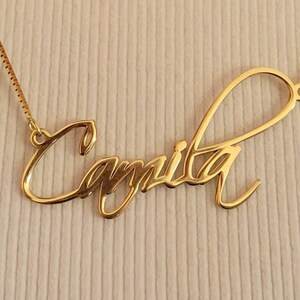 Gold Name Necklace Script Necklace 