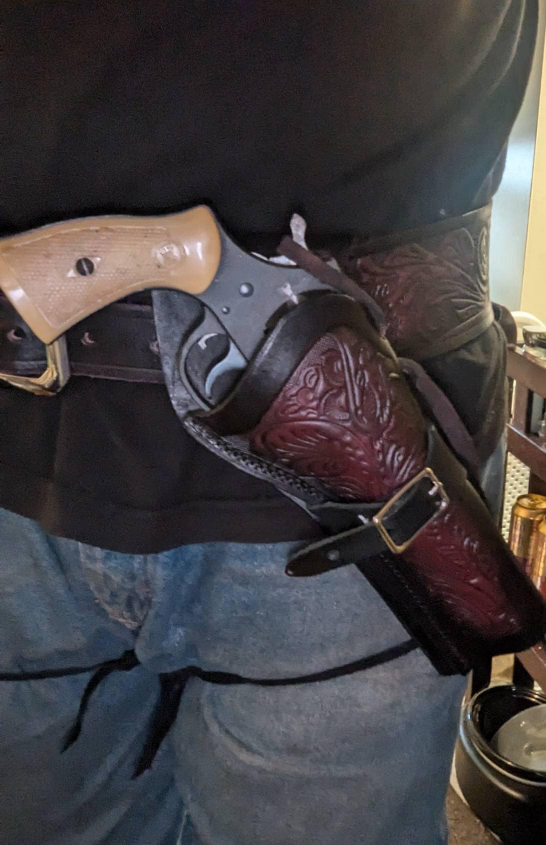 Cowboy Western Leather Cross Draw Fast Draw Holster Fits Colt SAA 1873 Uberti Cimarron Pietta Ruger Vaquero w Floral Scroll