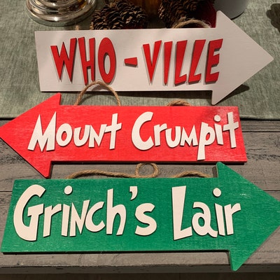 Christmas Wood Sign Who Ville Mount Crumpit Grinchs Lair - Etsy