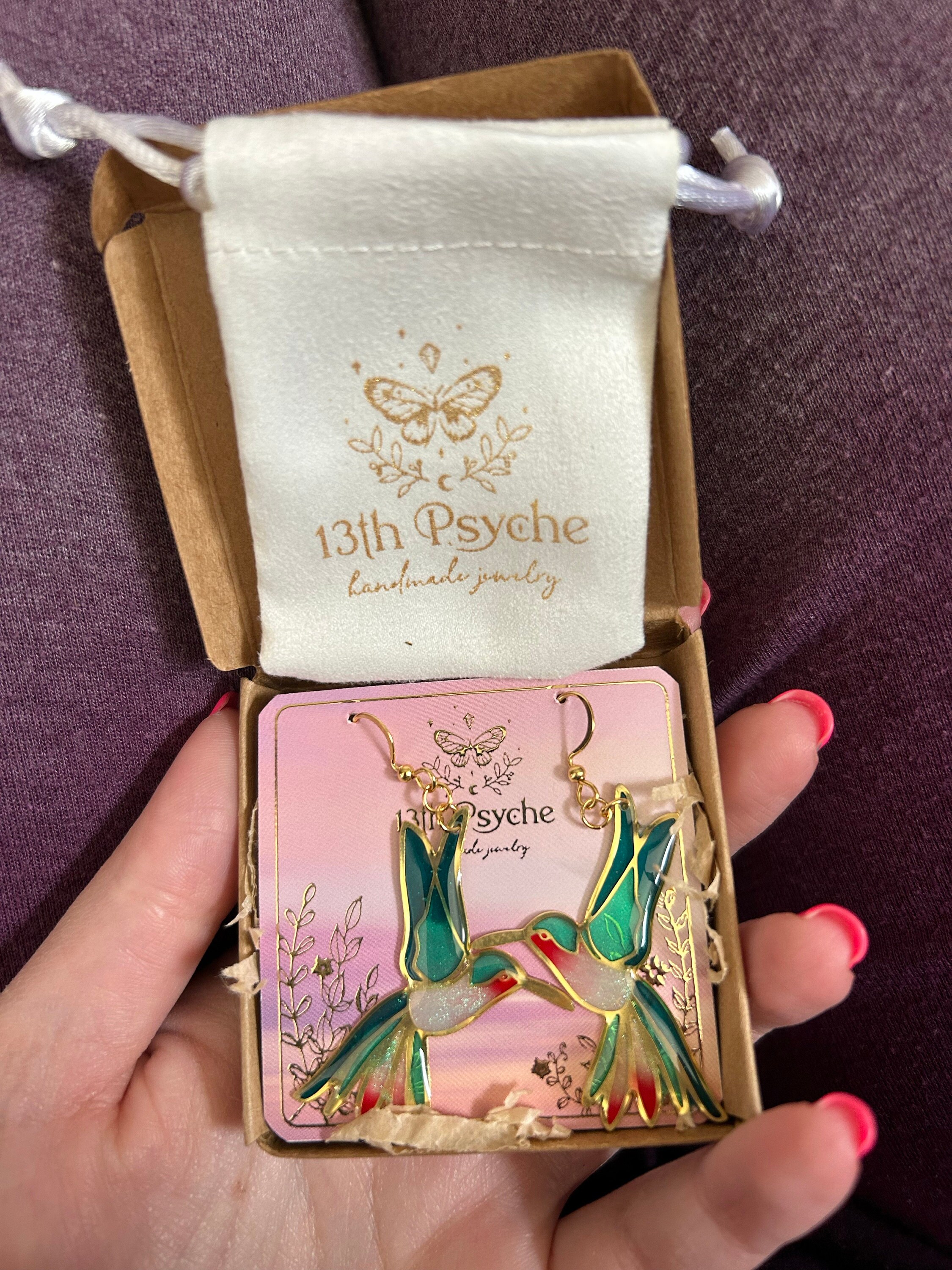 Hummingbird earrings Nature inspired, fairycore, bird earrings, hummingbird jewelry, fairy earrings, botanical earrings, Statement Earrings