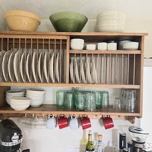Shaker Peg Kitchen Window Plate Rack Shelf Wood Dish Cabinet for Plates ...