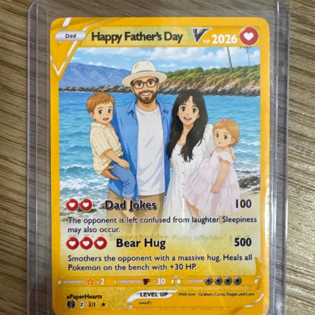 your dad pokemon card Personalized Father's Day Pokemon Card, Gamer Dad Gift, Custom Anime Acrylic Card