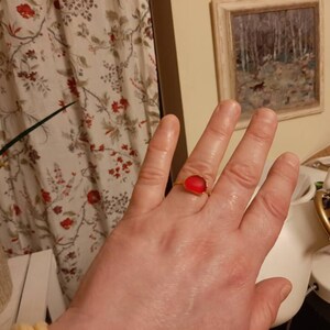 Customer photo from Beata, Vermillion Sea Glass Ring, Red Raw Beach Glass Gold Ring