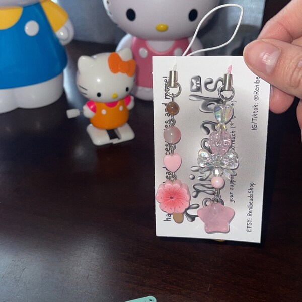 Phone Charm Hello Kitty Phone Accessories Cute Cell S Beads