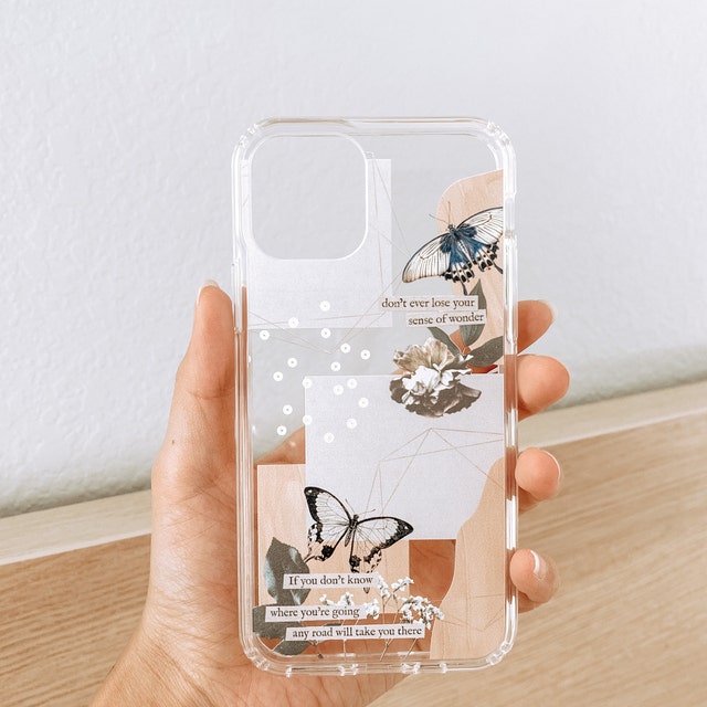 Aesthetic Butterfly Collage Clippings Clear Phone Case For iPhone